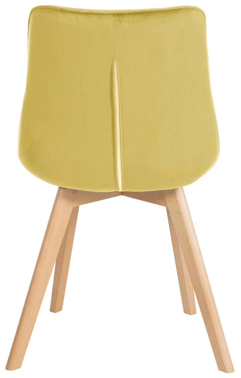 Lot de 2 chaises de salle à manger design scandinave coutures carrées en velours jaune pieds en bois clair 10_0001680