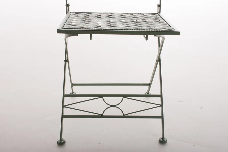 Chaise pliable de jardin terrasse balcon design rustique en fer forgé vert vieilli 10_0003863