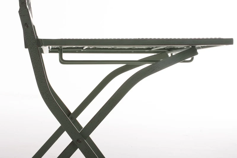 Chaise pliable de jardin terrasse balcon design rustique en fer forgé vert vieilli 10_0003863