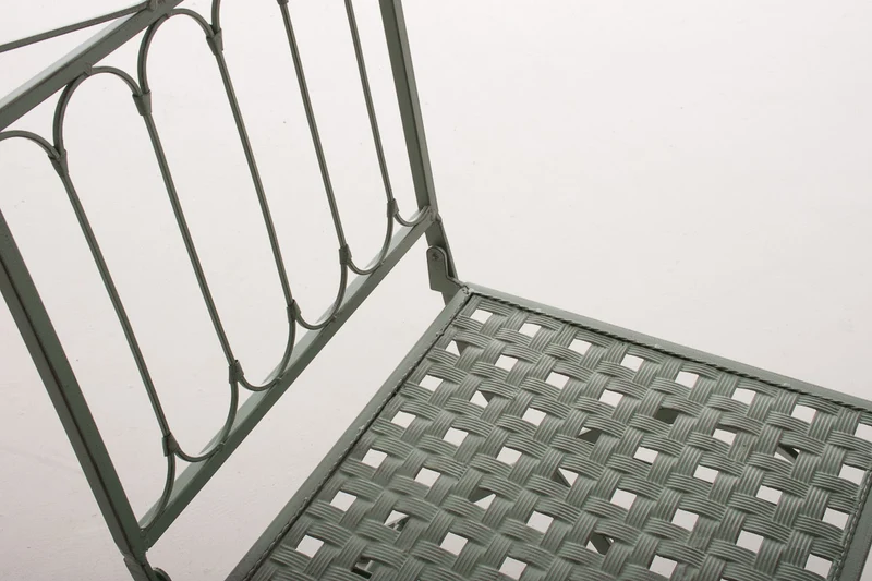 Chaise pliable de jardin terrasse balcon design rustique en fer forgé vert vieilli 10_0003863