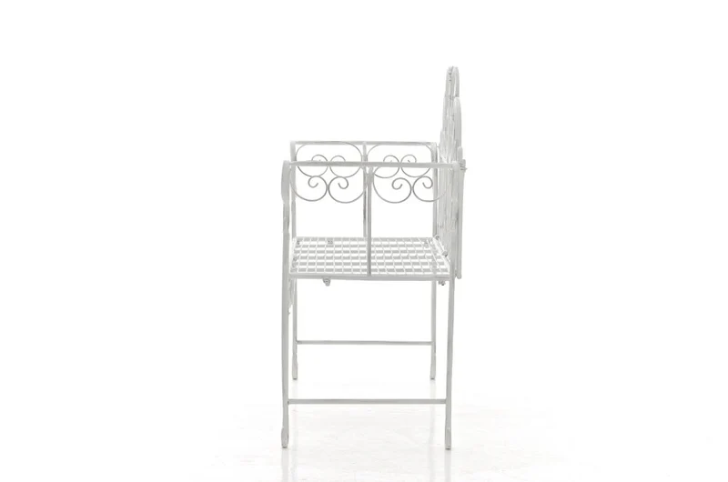 Banc de jardin design rustique largeur 128 cm en métal blanc vieilli 10_0002939