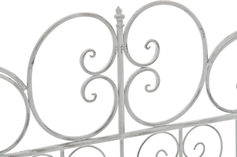 Banc de jardin design rustique largeur 128 cm en métal blanc vieilli 10_0002939