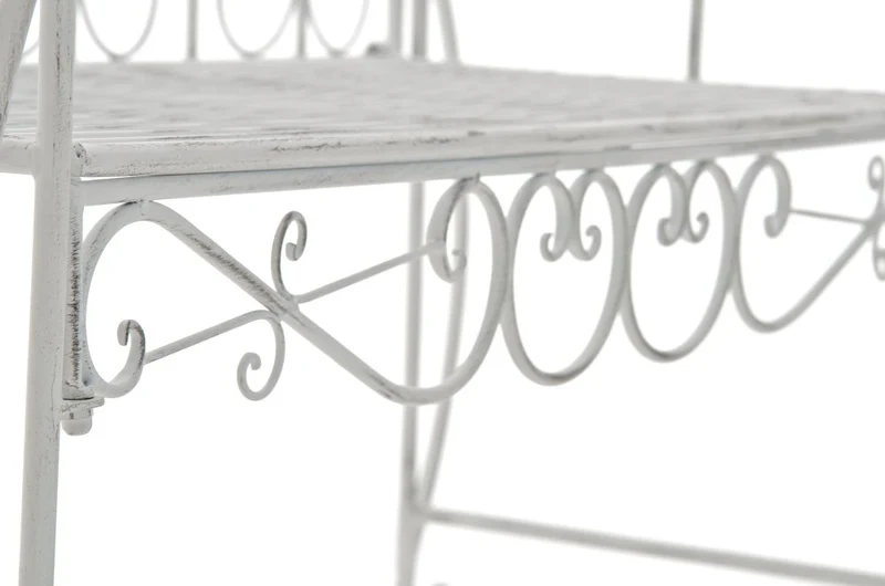 Banc de jardin design rustique largeur 128 cm en métal blanc vieilli 10_0002939