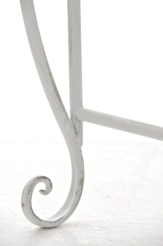 Banc de jardin design rustique largeur 128 cm en métal blanc vieilli 10_0002939