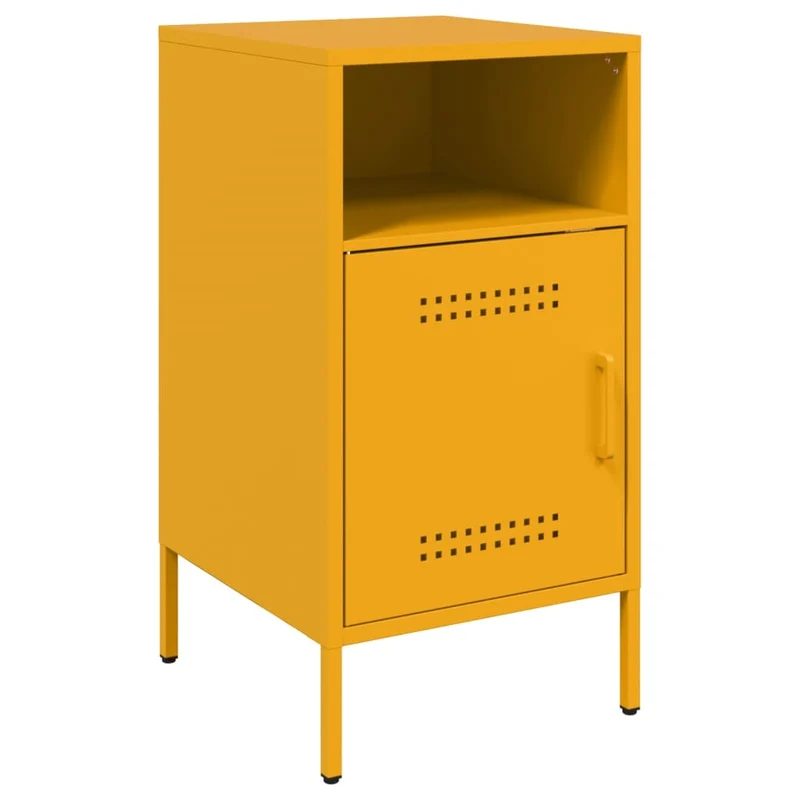 Lot de 2 tables de chevet avec compartiment avec porte 36 x 39 x 68 cm acier jaune moutarde DEC035433