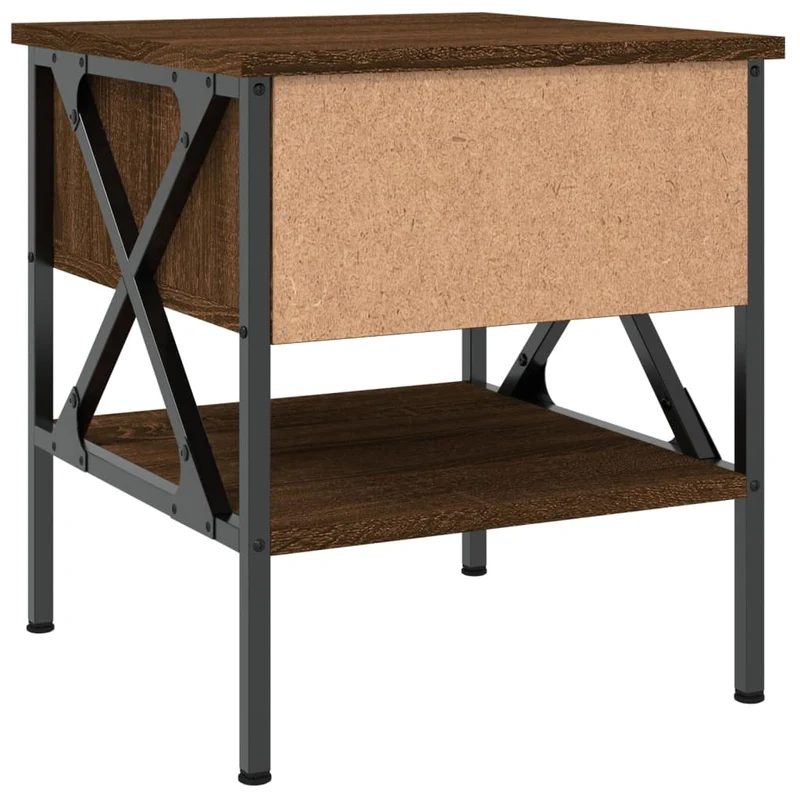 Lot de 2 tables de chevet avec tiroir et étagère 40 x 42 x 45 cm bois ingénierie marron et fer DEC035203