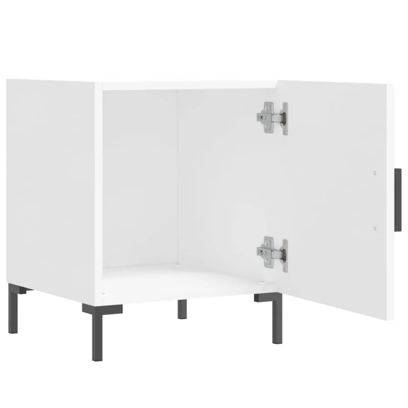 Lot de 2 tables de chevet avec compartiment avec porte 40 x 40 x 50 cm bois d’ingénierie blanc DEC034962