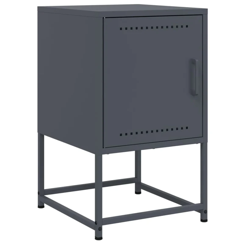 Lot de 2 tables de chevet avec compartiment avec porte 36 x 39 x 60,5 cm acier anthracite DEC034830