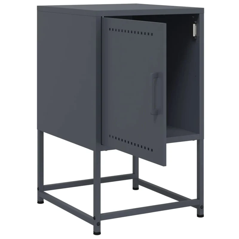 Lot de 2 tables de chevet avec compartiment avec porte 36 x 39 x 60,5 cm acier anthracite DEC034830