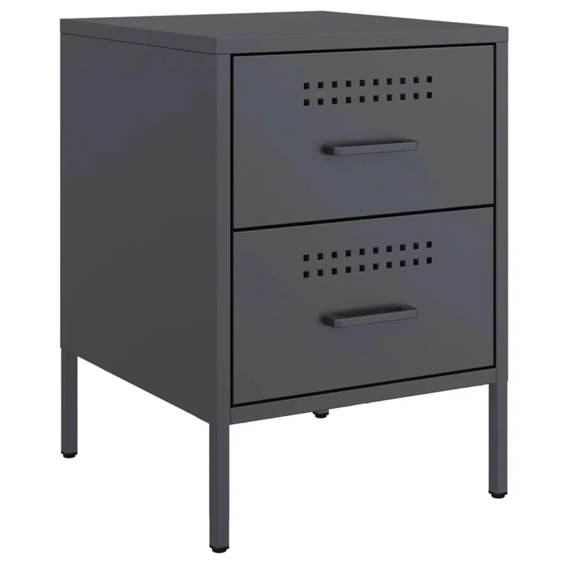 Lot de 2 tables de chevet avec tiroirs 36 x 39 x 50,5 cm acier anthracite DEC034826