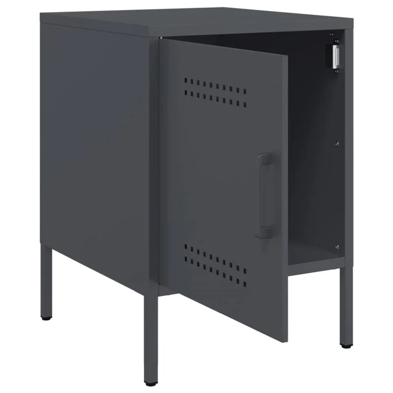 Lot de 2 tables de chevet avec compartiment avec porte 36 x 39 x 50,5 cm acier anthracite DEC034824