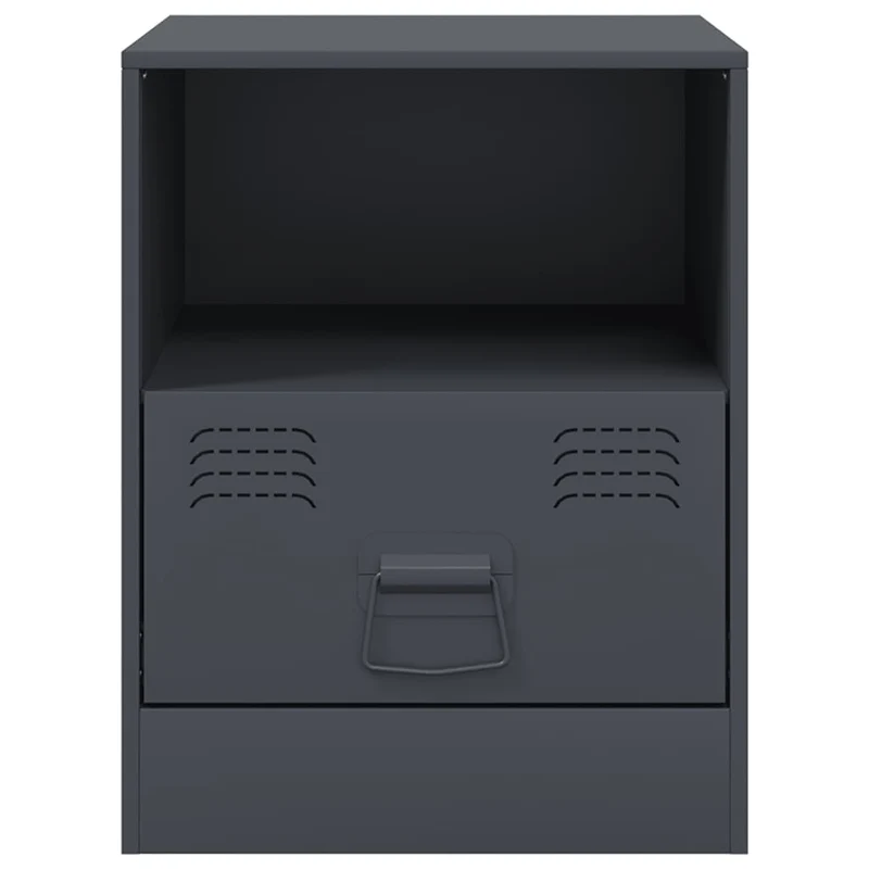 Lot de 2 tables de chevet avec tiroir et compartiment ouvert 34,5 x 39 x 44 cm acier anthracite DEC034818