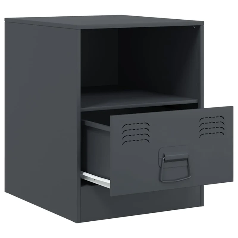 Lot de 2 tables de chevet avec tiroir et compartiment ouvert 34,5 x 39 x 44 cm acier anthracite DEC034818