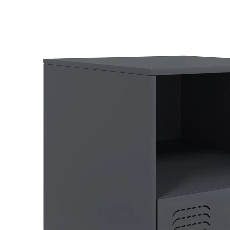 Lot de 2 tables de chevet avec tiroir et compartiment ouvert 34,5 x 39 x 44 cm acier anthracite DEC034818