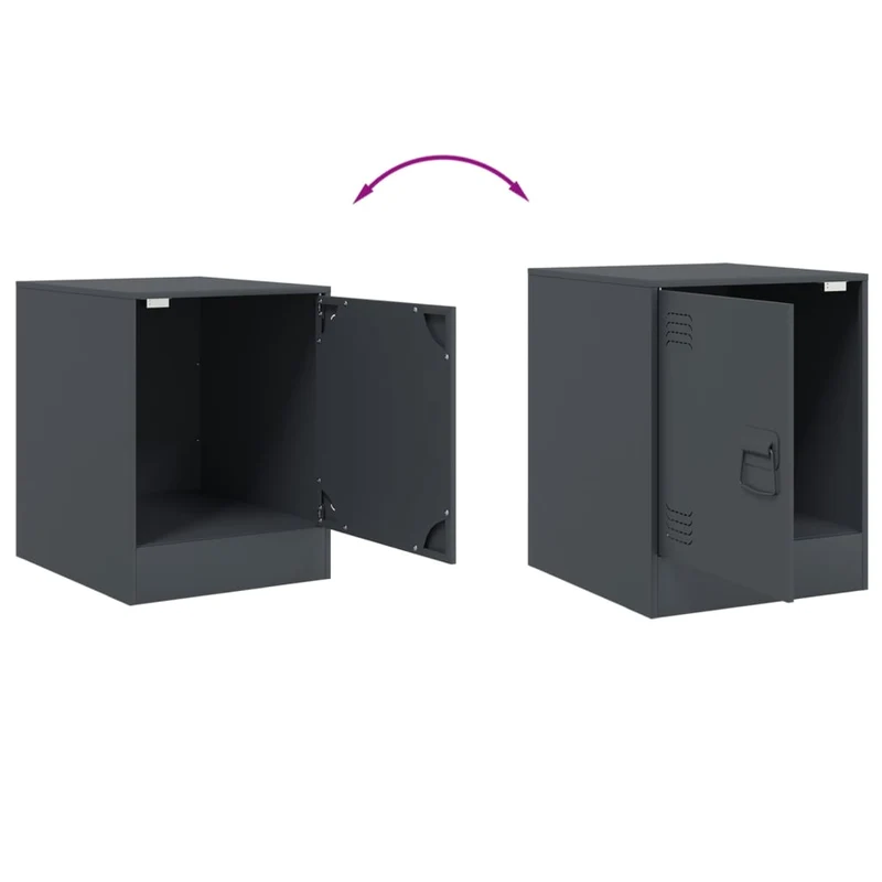 Lot de 2 tables de chevet avec compartiment avec porte 34,5 x 39 x 44 cm acier anthracite DEC034816