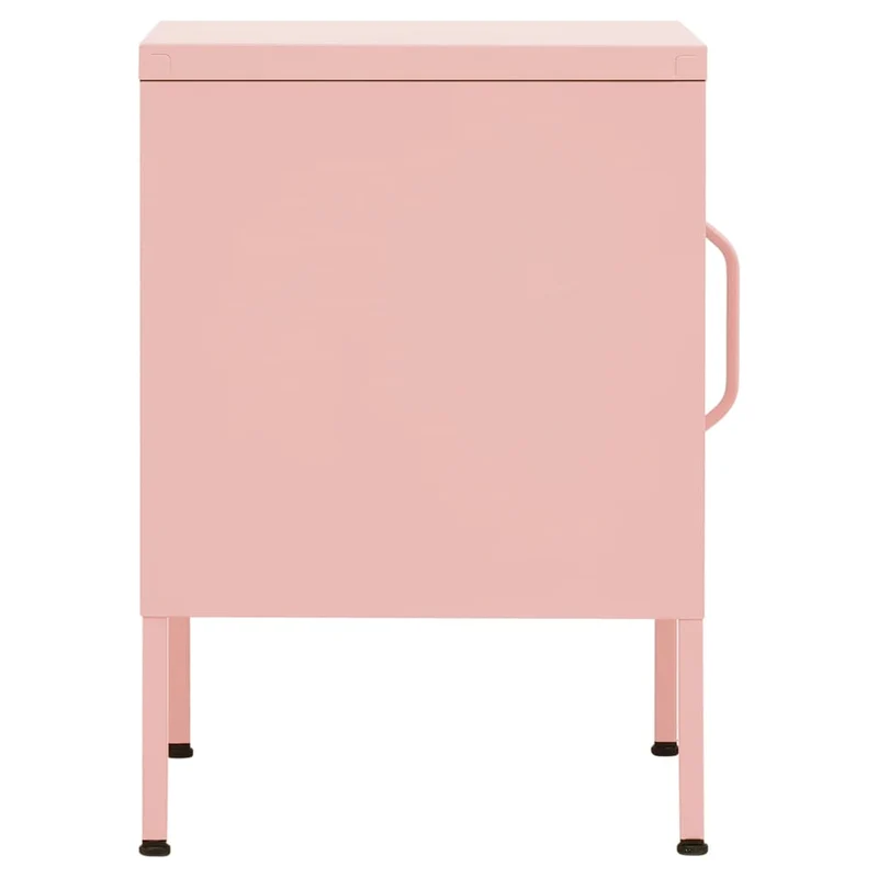 Table de chevet avec compartiment avec porte 35 x 35 x 51 cm acier rose DEC034552