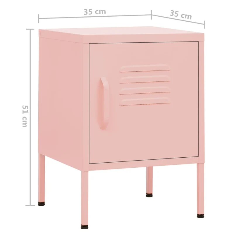 Table de chevet avec compartiment avec porte 35 x 35 x 51 cm acier rose DEC034552