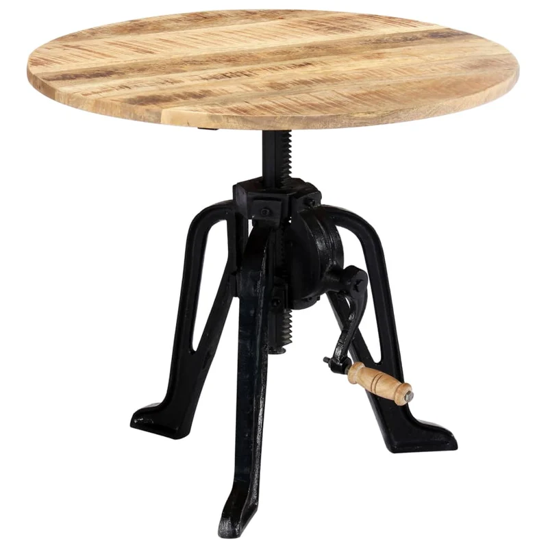 Table d'appoint console d'entrée meuble de salon hauteur réglable bois de manguier massif et fonte DEC032318