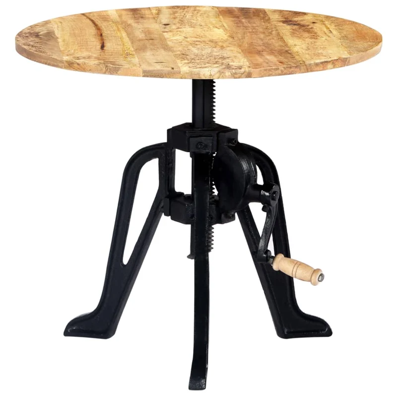 Table d'appoint console d'entrée meuble de salon hauteur réglable bois de manguier massif et fonte DEC032318