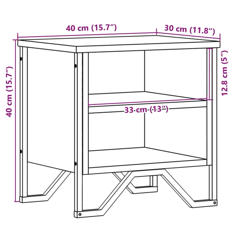 Lot de 2 tables de chevet avec compartiment ouvert 40 x 30 x 40 cm bois d'ingénierie noir DEC035504