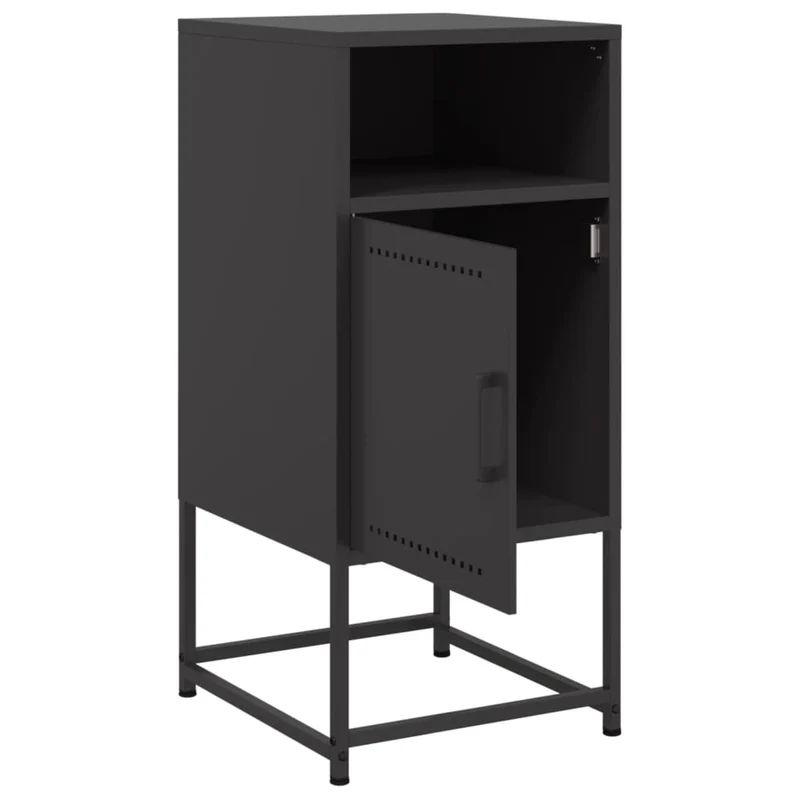 Lot de 2 tables de chevet avec compartiment avec porte et ouvert 36 x 39 x 78 cm acier noir DEC035490