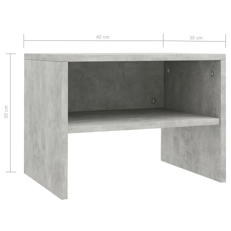 Lot de 2 tables de chevet avec compartiment ouvert 40 x 30 x 30 cm bois ingénierie gris DEC035346