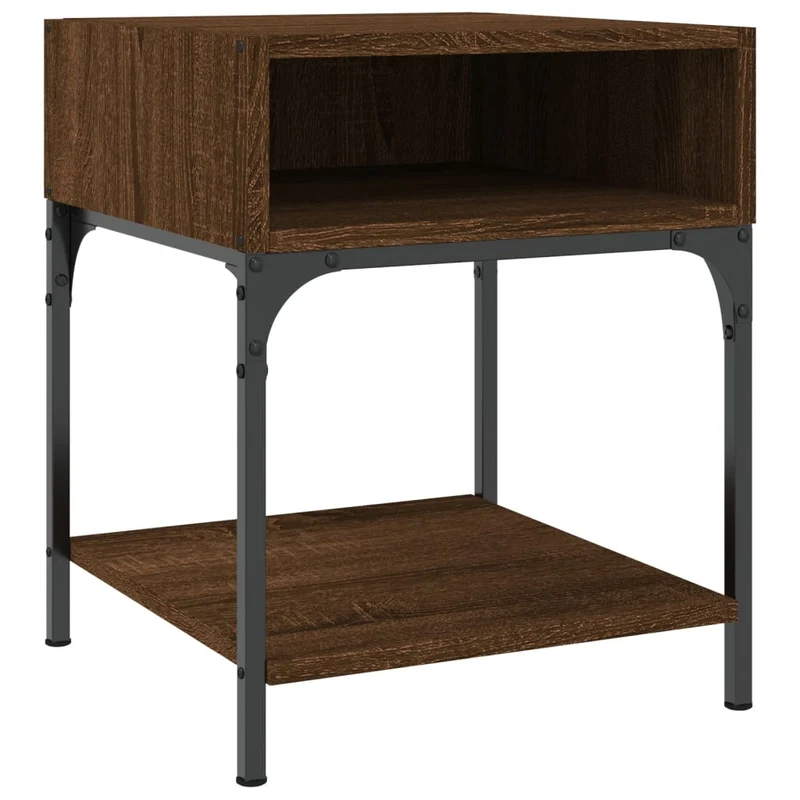 Lot de 2 tables de chevet avec compartiment ouvert 40 x 41 x 50 cm bois ingénierie et fer DEC035202