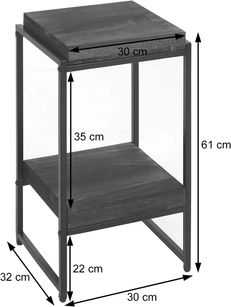 Table support de plantes étagère à fleurs table d'appoint en métal MDF nature 61cm MED04075