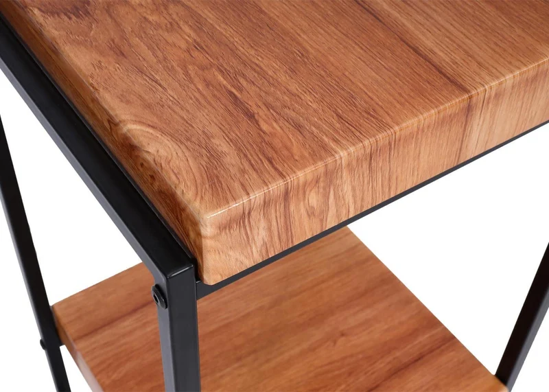 Table support de plantes étagère à fleurs table d'appoint en métal MDF nature 61cm MED04075