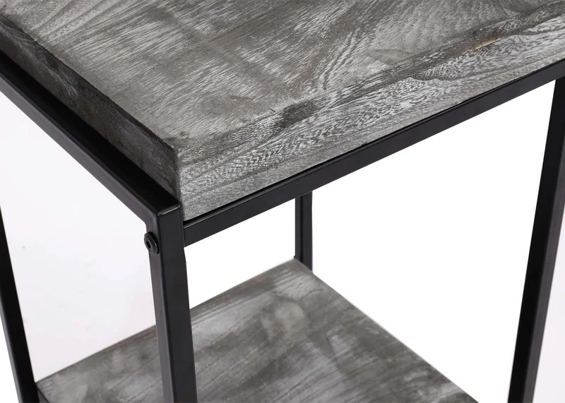 Table support de plantes étagère à fleurs table d'appoint en métal MDF gris foncé 61cm MED04074