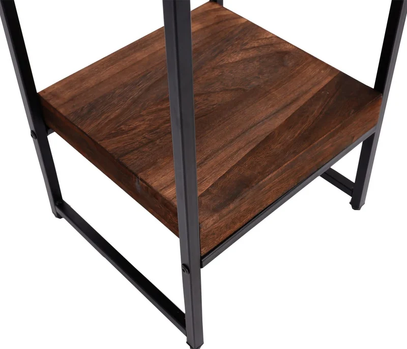 Table support de plantes étagère à fleurs table d'appoint en métal MDF marron foncé 61cm MED04073