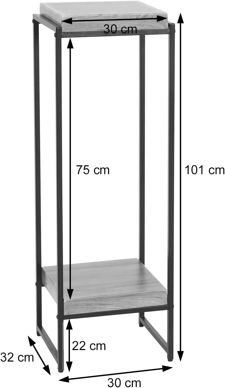 Table support de plantes étagère à fleurs table d'appoint en métal MDF gris foncé 101cm MED04068