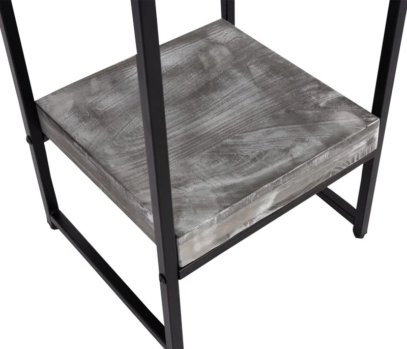 Table support de plantes étagère à fleurs table d'appoint en métal MDF gris foncé 101cm MED04068