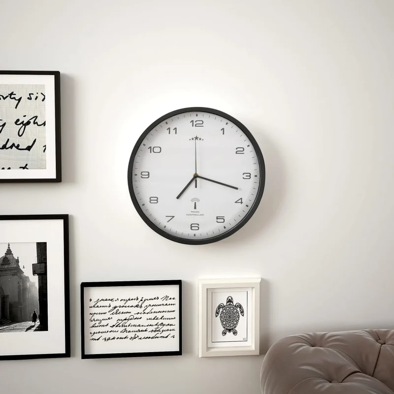 Horloge murale radioguidée Mouvement à quartz 31 cm Blanc/noir DEC022250
