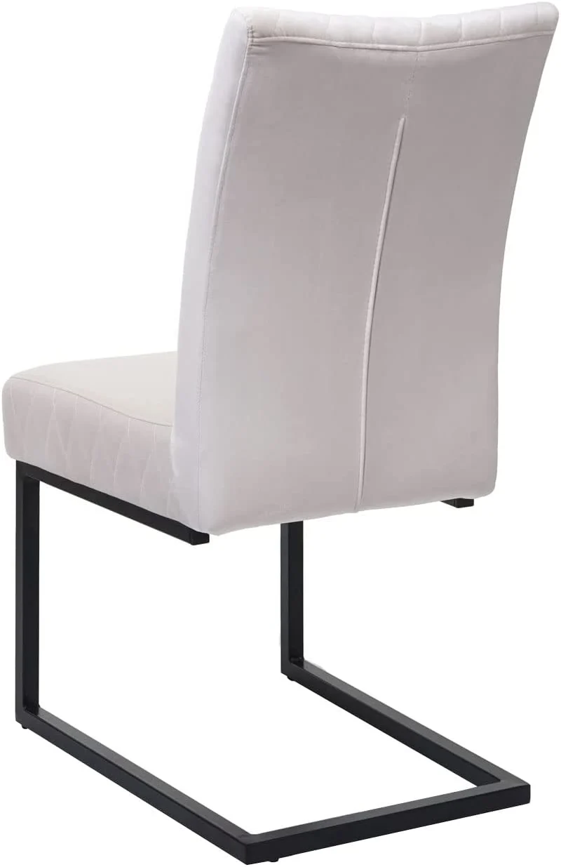 Ensemble de 2 chaises de salle à manger chaise visiteur en acier design moderne velours thermolaqué crème CDS04487