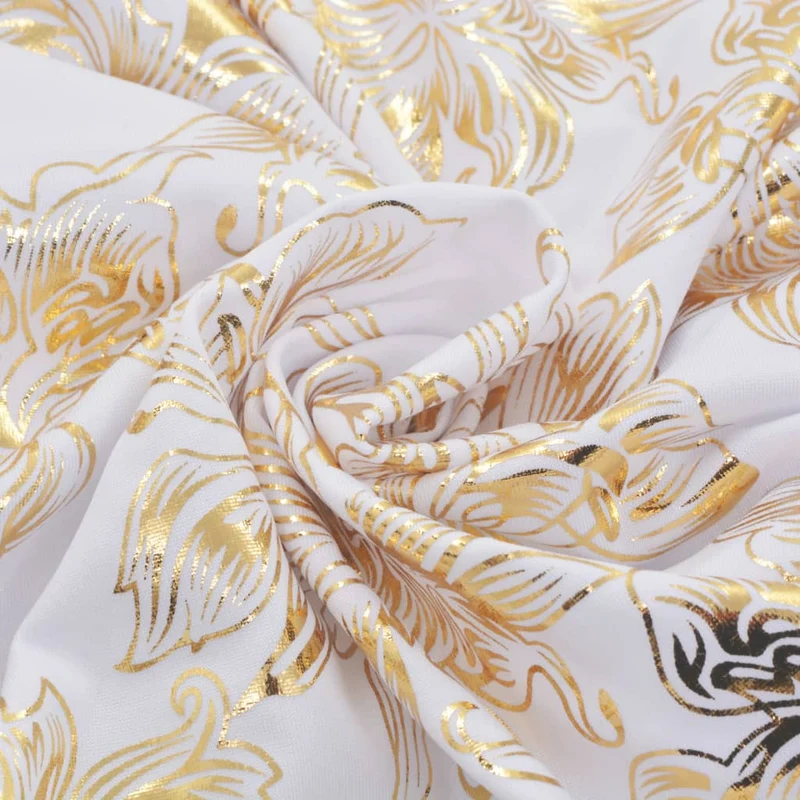 Housses extensibles de chaise 6 pièces Blanc avec imprimé doré DEC022453