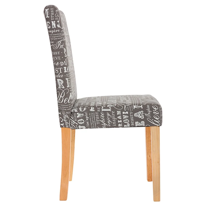 Lot de 2 chaises de salle à manger en tissu imprimé gris pieds clairs CDS04019