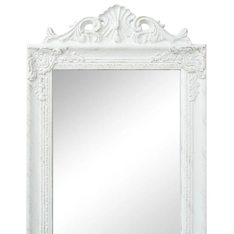 Miroir sur pied Style baroque 160 x 40 cm Blanc DEC022662