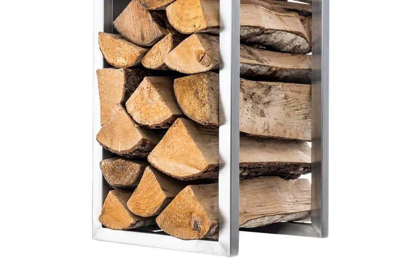 Range-bûches étagère en acier inoxydable bois de cheminée 25x25x120 cm DEC10018