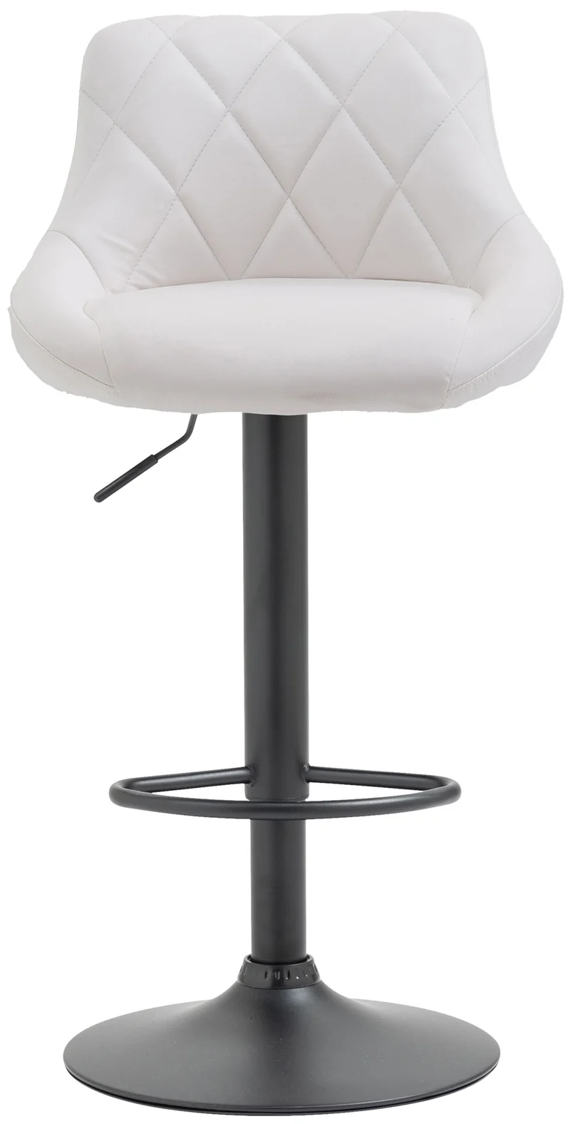 Tabouret de bar en synthétique blanc pivotant avec repose-pieds métal noir coutures décoratives TDB10588