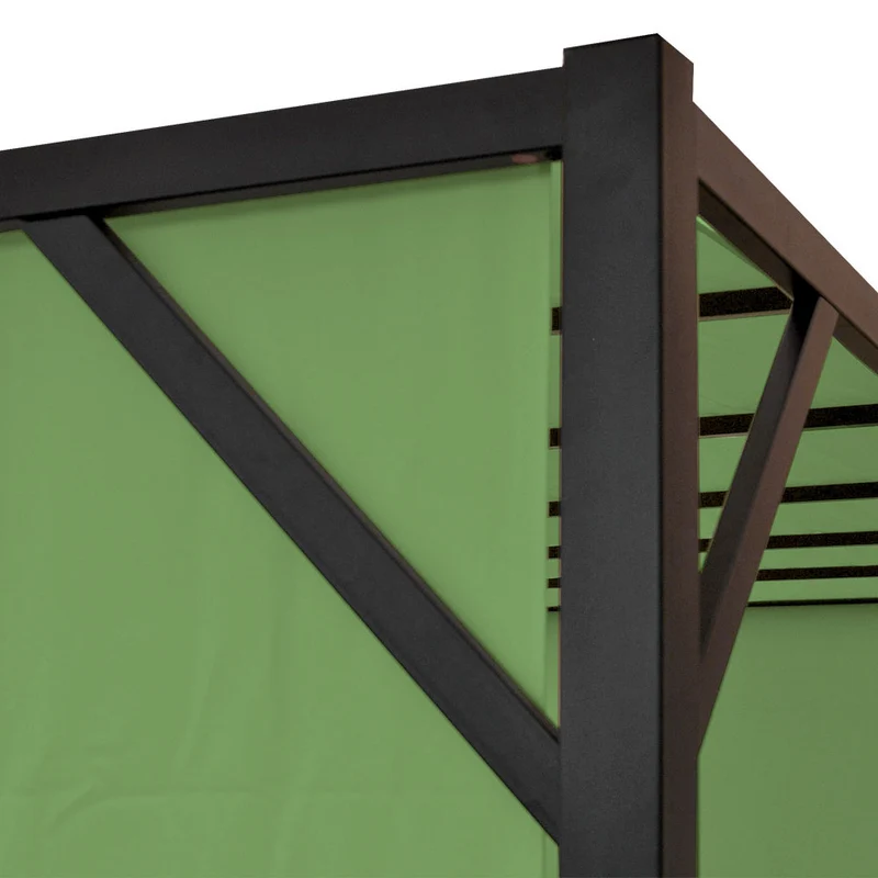 Pergola arche pavillon de jardin terrasse auvent structure acier stable 6cm + toit ouvrant vert 4x4m 04_0004064