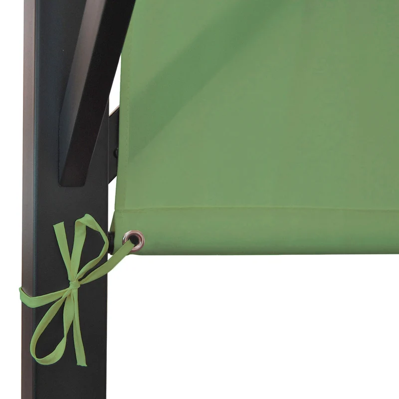 Pergola arche pavillon de jardin terrasse auvent structure acier stable 6cm + toit ouvrant vert 4x4m 04_0004064