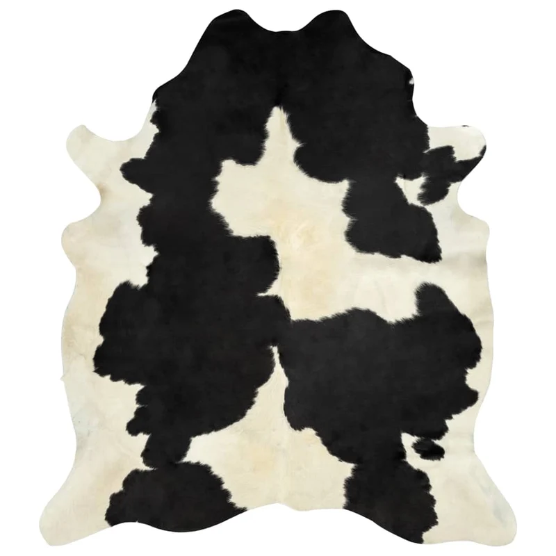 Tapis en peau de vache véritable Noir et blanc 150 x 170 cm DEC024016