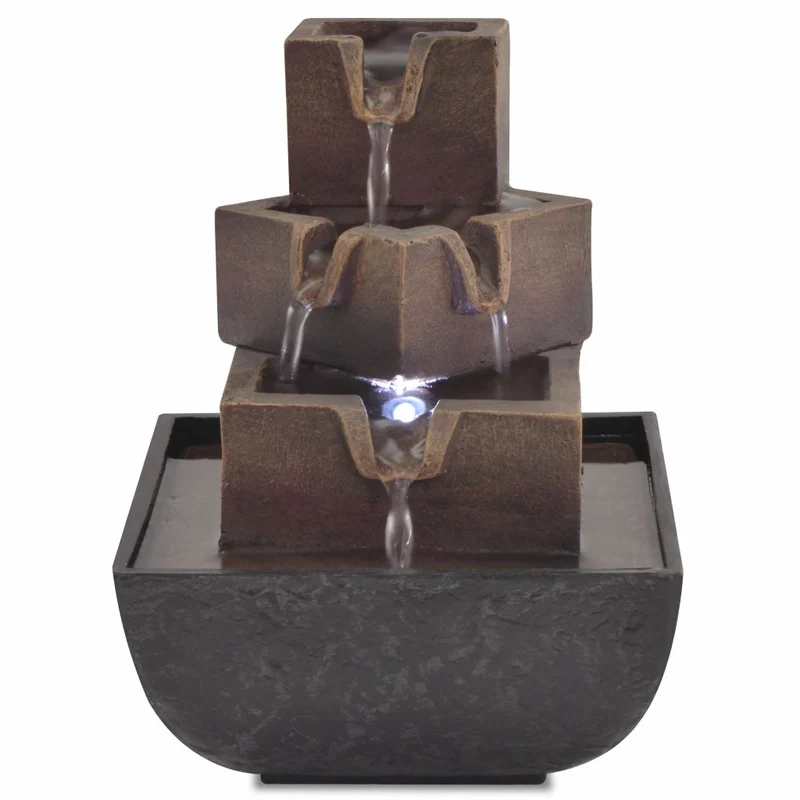 Fontaine d'intérieur avec lampe LED Polyrésine 13,5x13,5x17,5 cm DEC020763