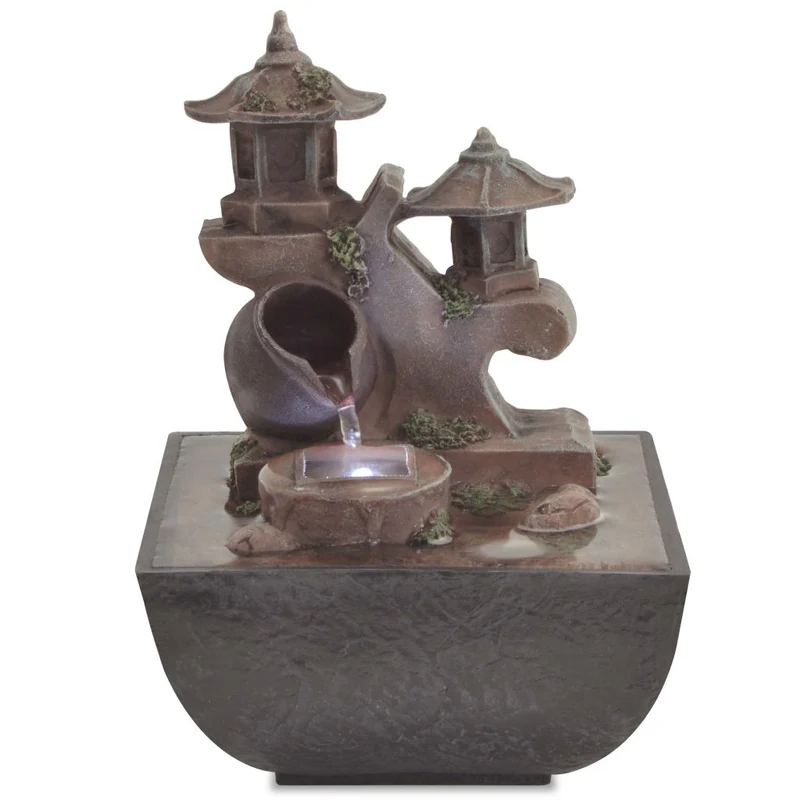 Fontaine d'intérieur avec lampe LED Polyrésine 13,5x13,5x18,5 cm DEC020764