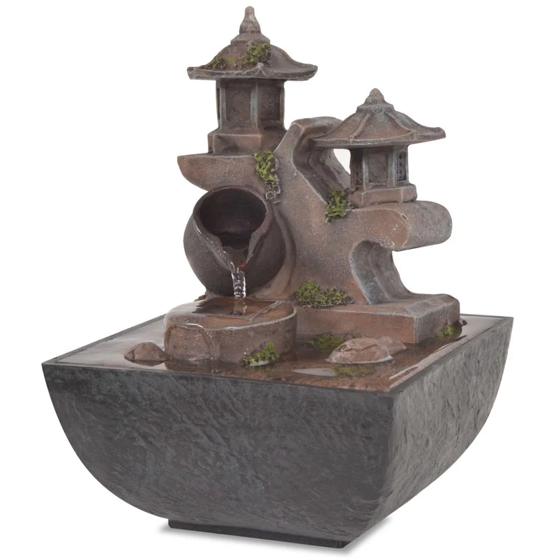 Fontaine d'intérieur avec lampe LED Polyrésine 13,5x13,5x18,5 cm DEC020764