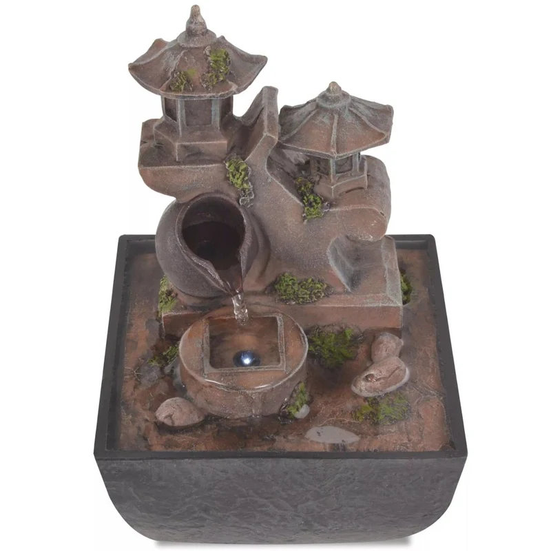 Fontaine d'intérieur avec lampe LED Polyrésine 13,5x13,5x18,5 cm DEC020764