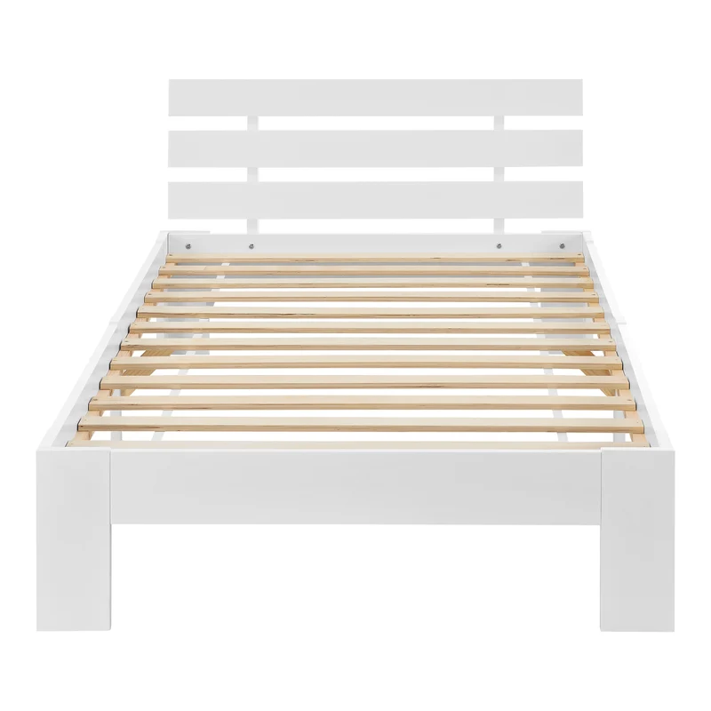 Cadre de lit pour adultes avec sommier à lattes en bois de pin blanc 120 x 200 cm 03_0004749