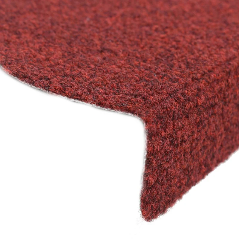 Tapis d'escalier auto-adhésif Poinçon aiguilleté 15 pièces Rouge DEC023314