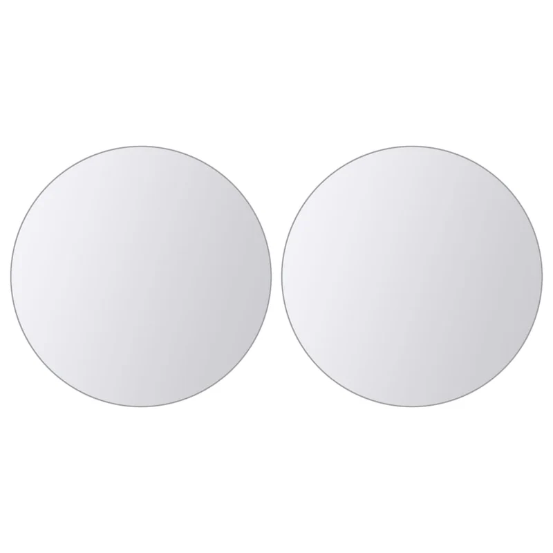 Set de 16 carreaux de miroir rond verre avec bandes adhésives DEC022836